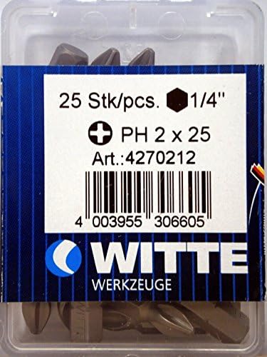 WITTE 427021-25 Puntas en cajita de plástico Largo 25 mm (PH 2)
