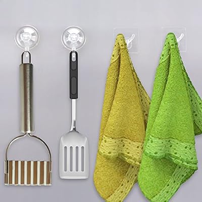 Ulinek (Set 4) Ulinek Crochet Ventouses Adhésif Crochet Plastique Serviette Transparents et Réutilisable Porte Crochets Salle de Bain Toilette Chambre Bureau Entrée Puissant 5kg