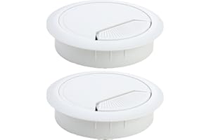 HUGWAIT 2 Pièces Passe Cable Bureau 60mm, Trou de Câble de Bureau D'ordinateur pour Maison et Bureau, Passe Câbles Ronds Encastrables Plastique Nylon, Passe Cable Bureau Blanc pour Plans de Travail