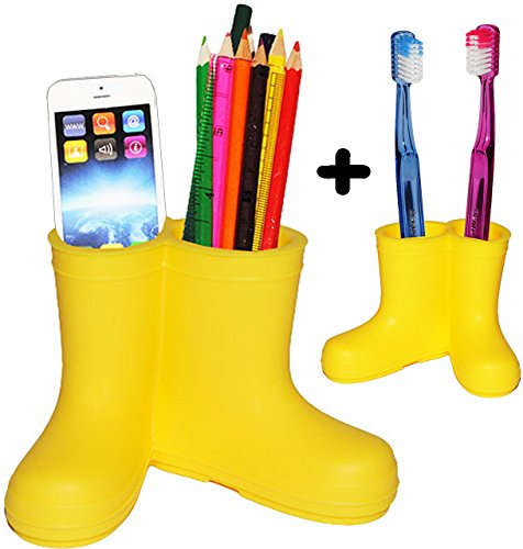 2 tlg. Set _ “ verschiedene Gummistiefel – freie FARBWAHL “ – Organizer – Utensilienbehälter / Stiftebecher – aus Silikon – für Kinder & Erwachsene / z.B. Fernbedienung – Stifte / Handyhalter – Schminkstiftehalter / Zahnbürstenhalter – zum Zähneputzen – Badezimmer Bad Kinderzahnbürste / Schuhe Stiefel – lustig bunte – Utensilo / Schreibtischbutler – Organizer – Schreibtischbox – Stifteköcher – Kosmetikorganizer – Stiftbecher / Stiftebox – Stiftehalter – Aufbewahrungsbox - 5