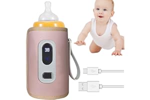 HRKVSK Flaschenwärmer Baby, Flaschenwärmer Baby Unterwegs, Fläschchenwärmer, Babyflaschenwärmer mit 5 Temperatur, LCD-Display Bottle Warmer für Unterwegs