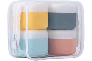 FUTUHADA 4 Piezas Envases de Cosméticos de Viaje, Tarro de Crema Botella de Silicona con Tapas, Esenciales de Viaje a Prueba de Fugas, Cajas Dispensadoras de Muestras de Loción para Hogar al Aire Libre
