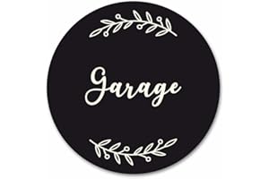 SIGNALÉTIQUE.BIZ FRANCE Plaque de Porte Garage Autocollante PVC Gravé Noir Blanc Ronde. Décoration de Porte personnalisée,