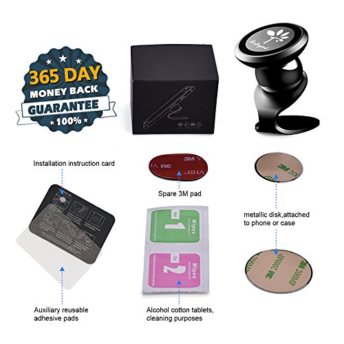 Supporto magnetico auto universale, 360Â Â° rotazione supporto da auto per cellulari, Einfagood riutilizzabile Traceless Strong Magic Sticky base supporto, per iPhone 8Â Plus/x Galaxy S8Â e piÃ¹