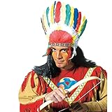Indianer Kopfschmuck mit Federn als Kostüm Zubehör Indianerschmuck Federschmuck Häuptling Sitting Bull Feder Schmuck