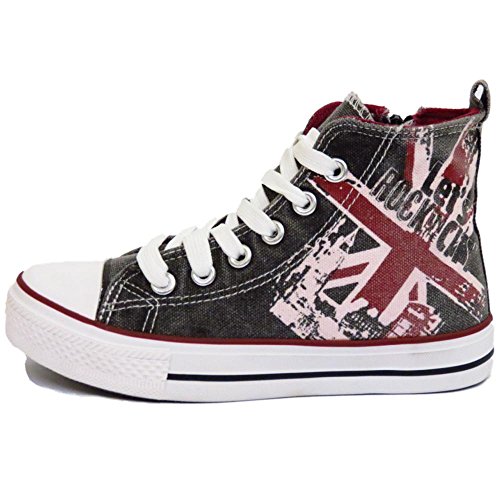 Boys Girls Kids Casual Canvas Hi Top Baseball Boots Trainer