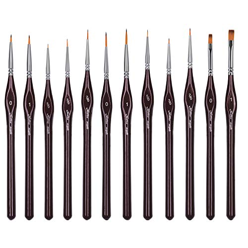 Pinceaux Peinture Professionnels Détail Pinceaux Pour Acrylique Huile Aquarelle Nail Art Pinceau de détail Ensemble,12 pièces.