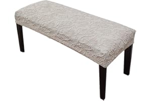 GGoty Bench Covers High Stretch Bench Slipcover Rectangle Leather Bench Cushion Covers Slipcovers Thicker Non Slip Bench Seat Protector (Beige,120-125cm)
