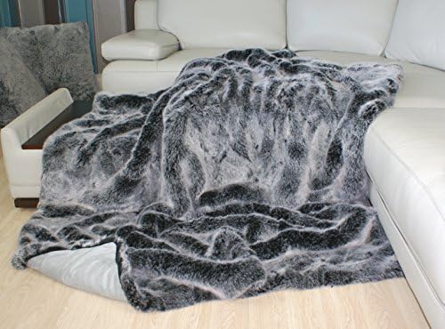 Charcoal Silver Frost Faux Fur Throw (180 x 140 cm)