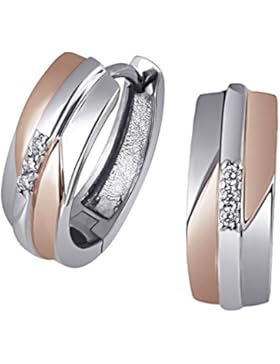 Goldmaid Damen-Creolen 925 Sterlingsilber rot vergoldet weiß Zirkonia