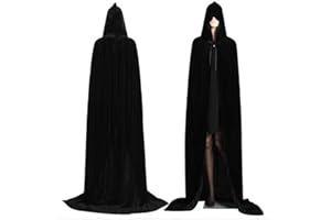 CHSYOO Manto con Capucha Negro Capa Larga con Capucha para Disfraces de Halloween Fiesta Bruja Vampiro Vampiro Cosplay Disfraces