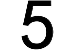 LIBAIDZ Hausnummer Klebend Nr.5,Höhe 9,6 cm,Ziffer zum Aufkleben aus Acryl,Hausschild für Draußen,Hausnummern,für Außen,Briefkasten,Tür,Wetterfest,Ziffern zum Aufkleben,Matt Schwarz
