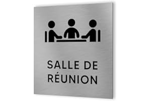 DECOHO - Pictogramme format 20 cm x 20 cm en Dibond Aluminium brossé - Modèle Salle de réunion - Argent
