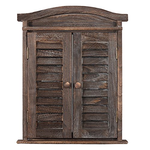 Wandspiegel Spiegelfenster mit Fensterläden 53x42x5cm ~ braun shabby - 6