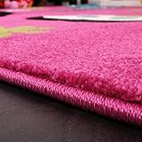 Kinder Teppich Schmetterling Design Grün Grau Schwarz Creme Pink, Grösse:120×170 cm - 4