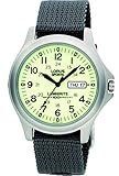 RJ655AX9 Lorus analoge Herrenuhr, Lumibrite, Tag- und Datumsanzeige, Nylon-Armbanduhr, grau