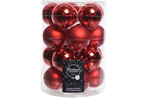 CHRISTMAS-DECORATIONS 20 Christbaumkugeln Glas 6cm rot Glanz matt