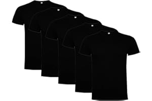 RAFASSHOP Pack 5 Camisetas Roly Dogo Premium Manga Corta Unisex 100% Algodón Cuello Redondo. Costuras Laterales.