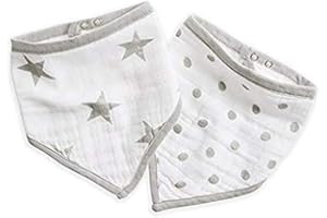 aden + anais essentials Bandana Baby Bib, 100% Cotton Muslin, 3 Layer Burp Cloth, Super Soft & Absorbent for Infants, Newborns and Toddlers, Adjustable with Snaps, 2 Pack, dusty