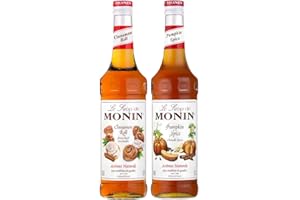 MONIN - Surtido de jarabe enrollado de canela y jarabe de calabaza picante para bebidas calientes y gourmet - Sabores naturales - 2 x 70 cl
