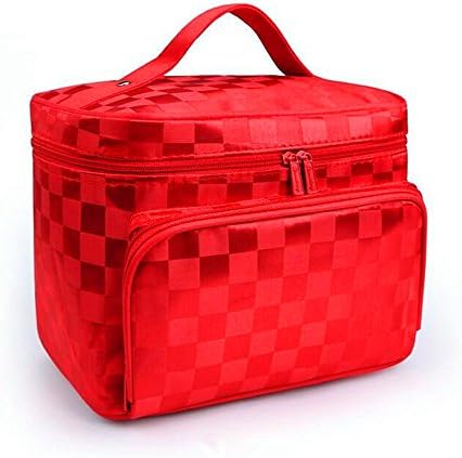 QXWL Cosmetic bag portable travel large capacity storage bag multi-purpose wash bag waterproof polyester cosmetic bag (Color : Red-B)