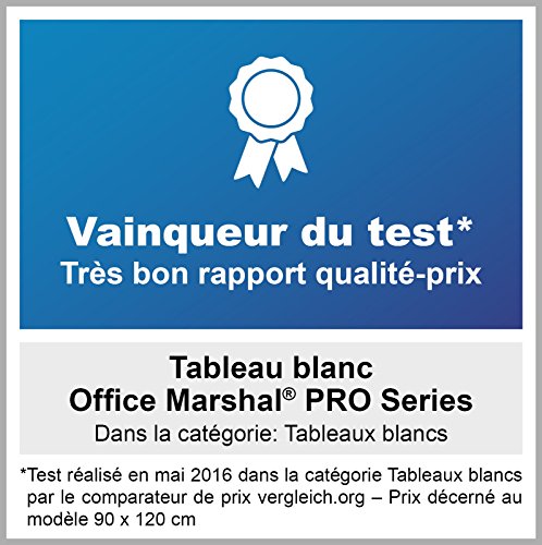 Office Marshal serie Pro - Pizarra blanca  lacado magn  tico  marco de aluminio  blanco  60 x 90 cm