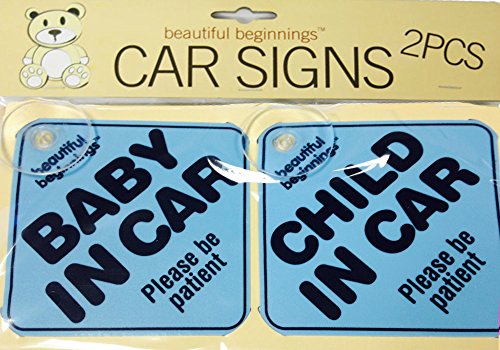 2 Pack Beautiful Beginnings Car Sign Kids Safety Child Baby Blue