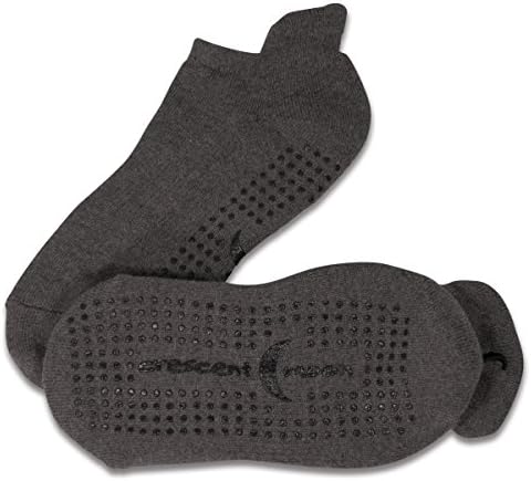 Crescent Moon ExerSocks (3-pack) Non-Slip Grip Socks (Charcoal, Small)