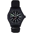 MWC GMT (Dual Time Zone) Quartz Steel Date Fabric PVD Black Men's Watch, Strap