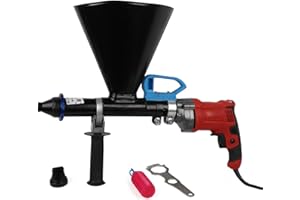 FUTCHOY Pistolet à mortier électrique 700 W pour mortier, ciment, presse-mortier en acier inoxydable, avec huile, buses plates et rondes, pour mur et sol