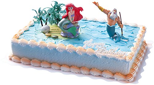Cake Company hochwertige Torten-Figur "Arielle Die kleine Meerjungfrau " & "Triton" von Bullyland mit Happy Birthday Schriftzug | Plastik-Figuren mit 3 Bäumen für Torten-Deko | ideal für Motiv-Torten