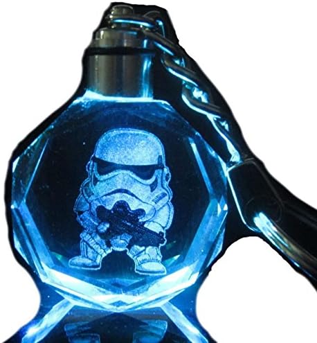 Star Wars Men`s Women`s Ladies, Girls, Boys Black Darth Vader Pendant LED Key Chain Key ring Gift (Crystal Stormtrooper)