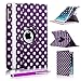 Price comparison product image iPad Mini / iPad Mini 2 II Retina / iPad Mini 3 Polka Dots Leather Flip Stand Case 360 Degree Rotation Cover + Screen Protector + Stylus (Purple)