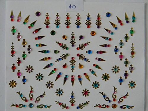 100+ Approx (1 Pack) Colourful Crystal Diamanté Bindi Multi Pack - Stick On Temporary Body Art Tattoo Jewel for Bollywood Party Prom Wedding Style 40
