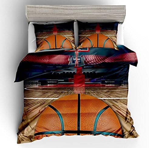 SxinHome Basketball Court Printed Duvet Cover Set for Teens Boys Girls,Queen 3D Bedding Set,3pcs 1 Duvet Cover 2 Pillowcases(no Comforter inside) By