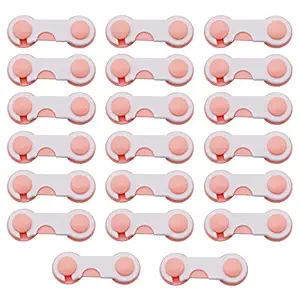 SYGA 20 Pcs Baby Safety Locks | Child Proof Cabinets, Drawers, Appliances, Toilet Seat, Fridge and Oven | Tools Not Required | Uses Dual Adhesive Tape and Latch System (Pink)