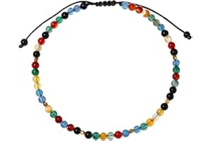 Jewboo Gemstone Foot Anklet Bracelet for Women Beaded Stone Healing Energy Crystal Beach Foot Jewelry Adjustable(8.5-10 Inches)