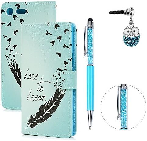 Sony Xperia XZ Premium Phone Case, iAdvantec Sony XZ Premium Ultra PU Leather Cases with Cute Sticker Card Holder Wallet Stand Flip Covers Shockproof Protective Skins for Sony Xperia XZ Premium