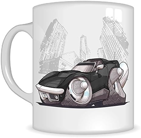 Koolart Gifts K3265-MG Cartoon of Chevrolet Corvette C3 - Caricature black Chevrolet Mug Gift for Men ( Mugs)