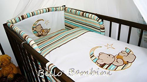 STUNNING 6 pcs BABY BEDDING SET/BUMPER/quilt/sheet to fit Cot Bed (140x70cm) GREEN
