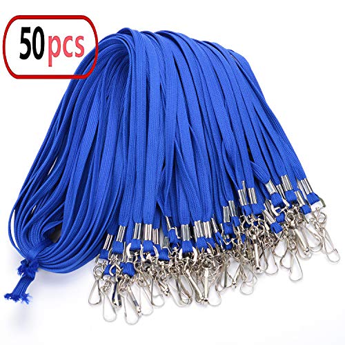 Ganchos giratorios con cordón grueso plano de algodón de 81 cm, para colgar del cuello llaveros y tarjetas de identificación, 50 unidades