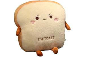 OUKEYI Sliced Bread Plush Pillow,Funny Toast Bread Stuffed Pillow,Adorable Expression Food Plush Nap Pillow with Hand Pocket Seat Cushion Great Gift Choice for Kids Adults (13.7 * 15.7)