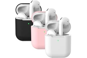 Mocarheri 3X Custodia in Silicone Compatibile con AirPods 2, Case per Airpods Custodia Cover Custodia protettiva in silicone antiurto (Nero+ Rosa+bianco)