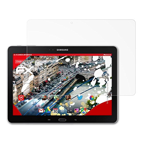 Samsung Galaxy Note 10.1 (2014 Edition) Panzerfolie - 2 x atFoliX FX-Shock-Antireflex blendfreie stoßabsorbierende Panzerschutzfolie