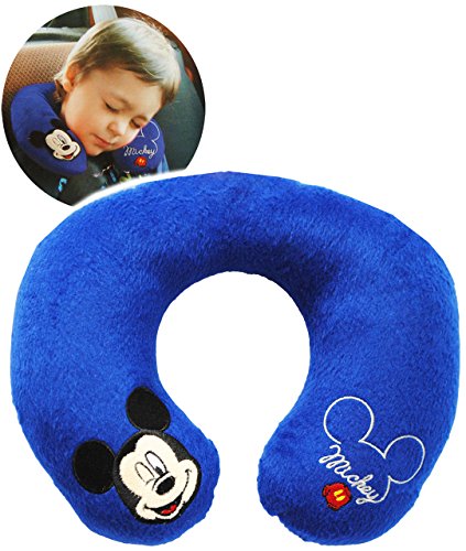 2 tlg. Set _ Nackenkissen / Nackenrolle & Gurtpolster __ “ Disney Mickey Mouse “ – Kissen für Auto / Gurtschoner – Kindersitz – Reisekissen / Reisehörnchen – z.B. Flugzeug / Auto – Zugfahrt – Nacken – Nackenhörnchen / Jungen Mädchen – Maus Mäuse / Playhouse Plüschkissen – für Kinder & Erwachsene – Jugendliche – Nackenstützkissen Nackenstütze / Babyschale – Nackenpolster – Autoset - 4