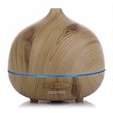 BESTEK Diffusore Oli Essenziale 300ml, Umidificatore Aria portatile ultrasoniccon colori a 7 colori, e Arresto Automatico per il Massaggio, loYoga, la Casa