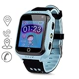 2018 gps uhr für kinder GPS-Telefon Uhr OHNE Abhörfunktion, für Kinder, SOS Notruf+Telefonfunktion, Live GPS+LBS Positionierung, funktioniert weltweit, Anleitung + App + Support auf deutsch (Blau)