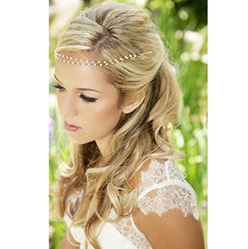 OverDose Women Handmade Pearl Head Chain Jewelry Headband Headpiece Hair Band