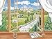 Produktbild Artland Poster Kunstdruck aufgezogen auf Holz-Platte Wand-Bild Tanja Kowak Fenster zur Toscana Landschaften Fensterblick Malerei Grün 57 x 79 x 1,2 cm A6CH