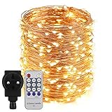 【Einstellbare Blitzgeschwindigkeit und Dimmbar】: Die Lichterketten verfügen über 2 Funktionsmodi: Dauerlicht und Blinken. Die Blitzgeschwindigkeit ist einstellbar, es können 8 Geschwindigkeitsstufen ausgewählt werden. Die Leuchten haben auch 10 Helligkeitsstufen von 10% bis 100%.